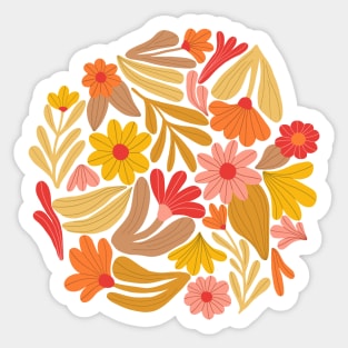 Bright happy flowers in brown and yellow Sticker